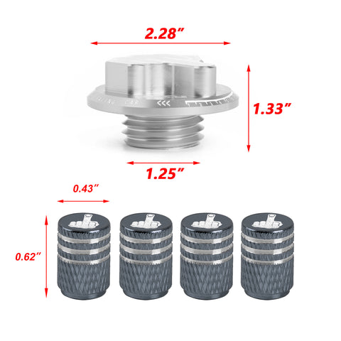 Middle Finger Pattern Tire Valve Stem Caps + Fuel Oil Tank Cap For Honda Acura