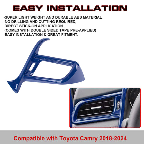1PC Blue Left Side Air Vent Outlet Frame Cover Decor For Toyota Camry 2018-2024
