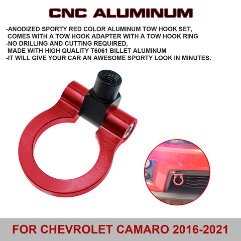 2Pcs Sporty Style Front Bumper Tow Strap+Tow Hook For Chevrolet Camaro 2016-2023