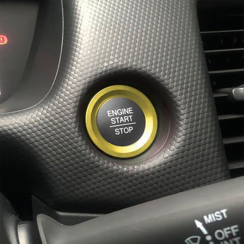 Set Gold Engine Start Button Cover + Ring Trim For Honda Civic Accord 10th Gen