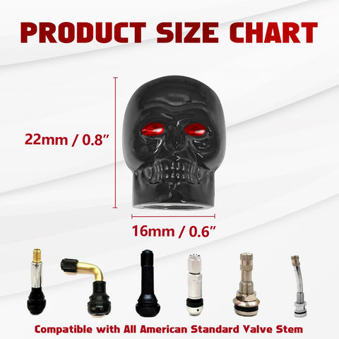 Skull Style Tire Stem Valve Caps Wheel Valve Covers Car Dustproof Tires Cap 8pcs