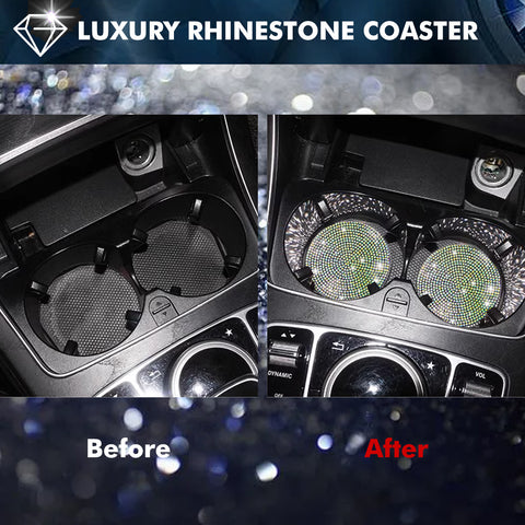 2pcs Cute Bling Car Cup Holder Coaster with Rhinestone Auto Interior Accessories