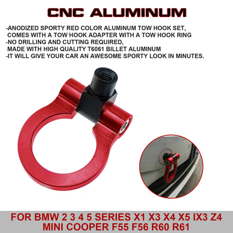 2Pcs JDM Front Bumper Towing Strap+Tow Hook For BMW F32 F15 i3 MINI F55 2014-up