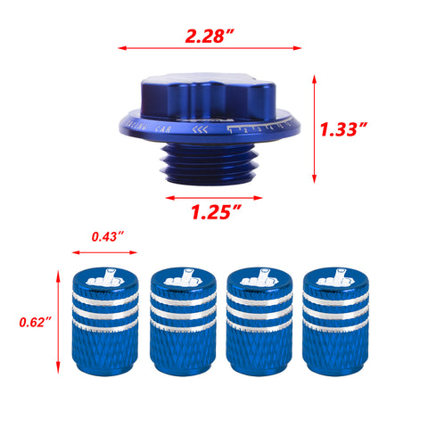 Middle Finger Pattern Tire Valve Stem Caps + Fuel Oil Tank Cap For Honda Acura