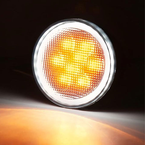 x xotic tech Smoked Lens Turn Signal Lights White Halo Ring DRL Amber LED Front Grill Indicator Parking Lights Lamp Assembly Replacement Compatible with Jeep Wrangler JK JKU 2007-2018