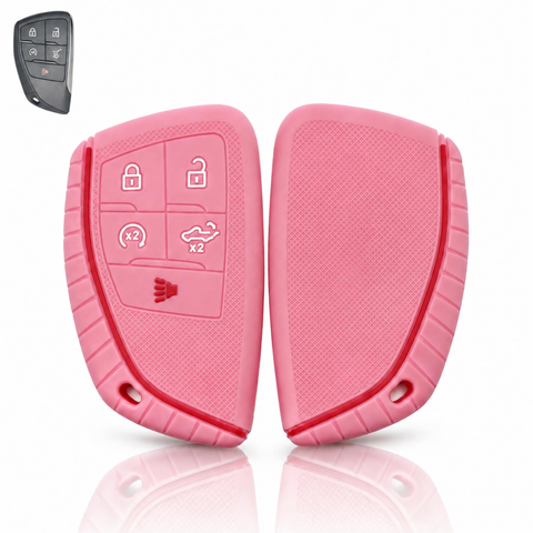 x xotic tech Silicone Smart Key Fob Cover Case Protector Gray w/Red Trim Fits Chevrolet Silverado 1500 2500HD 3500HD, Tahoe, Suburban & GMC Sierra, Yukon 5-Button Keyless Entry Remote Key Holder