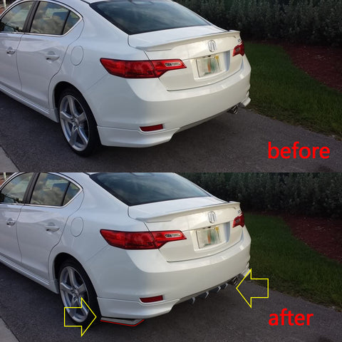 Xotic Tech JDM Rear Bumper Diffuser Valance Spoiler Fin Lip Trim Universal Car Side Fender Skirt Lip Splitter Canard Protector