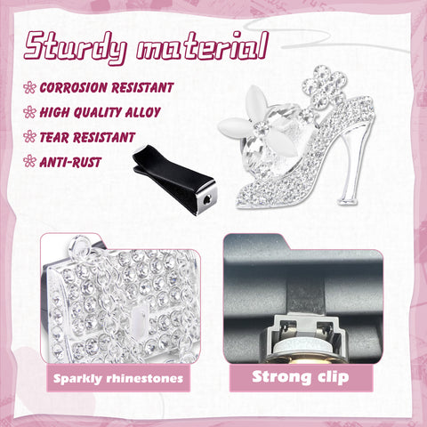Crystal High Heel & Handbag Car Air Fresheners Diffuser Vent Clips Combo Kit