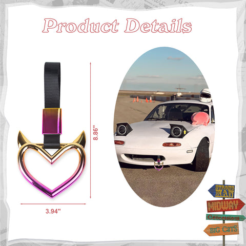 x xotic tech JDM Devil Shaped Tsurikawa Subway Train Bus Handle Straps Drift Charm Rear Bumper Warning Loops Ring for Cars, SUV Interior Exterior Decoration