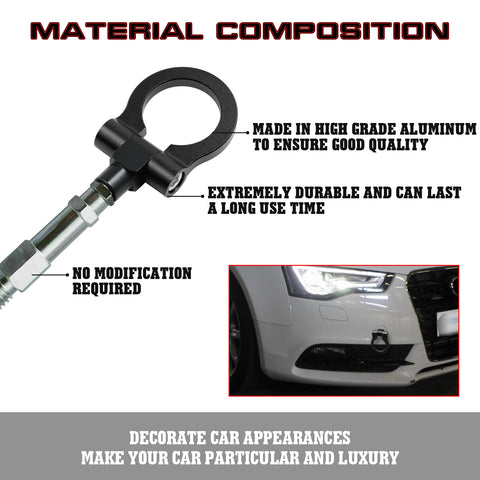 Set Race Style Front Bumper Tow Strap+Tow Hook For Audi A4 A5 S4 S5 RS5 2008-19