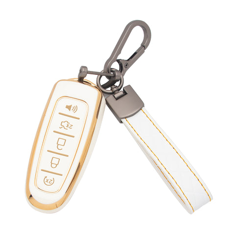 2X White TPU Full Cover Smart Key Fob Cover For Ford CMAX Edge Escape Expedition