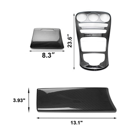 Carbon Fiber Look Gear Shift Panel Armrest Box Decor Trim For Benz C Class 15-18