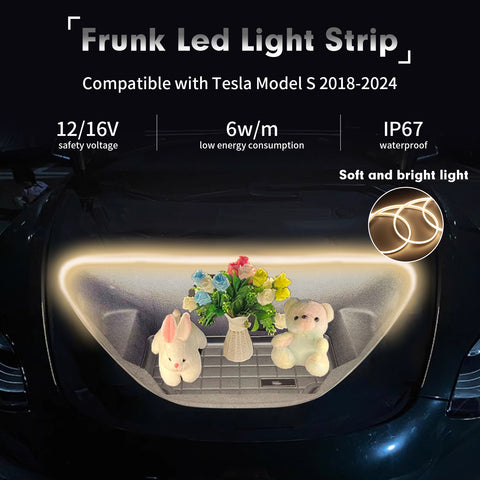 For Tesla Model S 2018-2020 Front Trunk Led Flexible Ambient Lights Decoration