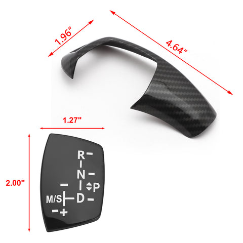 Gear Shift Knob Cover Trim + Gear Panel Button Decal Sticker Replacement Compatible with BMW 1 3 5 6 7 Series (Standard Basic Shifter Style)