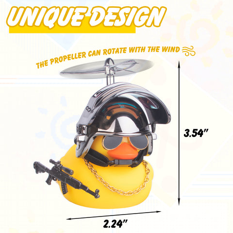 x xotic tech Rubber Duck Bike Bell Decoration, Cute Yellow Squeeze Duck Bicycle Accessories w/Propeller Helmet for Car Dashboard Motorcycle Scooter Handlebar Horn Kids Toddler Toy Outdoor