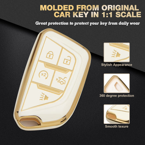 2X TPU Full Cover Remote Key Fob Holder For Cadillac CT5 Escalade 2020-2023