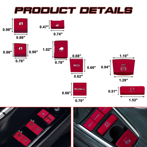 Red P Brake Hold + Window Switch Sticker Cover Combo Trim For Toyota Camry 2018+