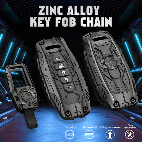 x xotic tech Mech Style Heavy Metal Key Fob Cover Compatible with Nissan Kicks Sentra Versa Rogue Pathfinder 2023 2024 2025, Zinc Alloy Key Case Protector Shell Keychain