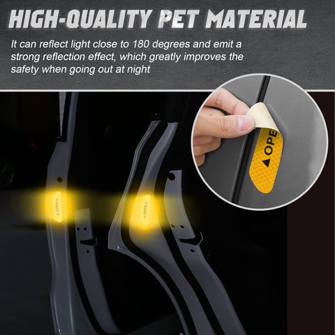 Auto Door Open Handle Bowl Warning Reflective Night Safety Stickers Decoration