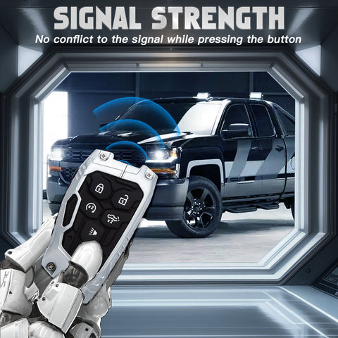 x xotic tech Mech Style Heavy Metal Key Fob Cover Compatible with Chevy Silverado 1500, GMC Sierra 1500 2022-2025, Chevrolet Tahoe 2024-2025, Zinc Alloy Key Case Protector Shell Keychain