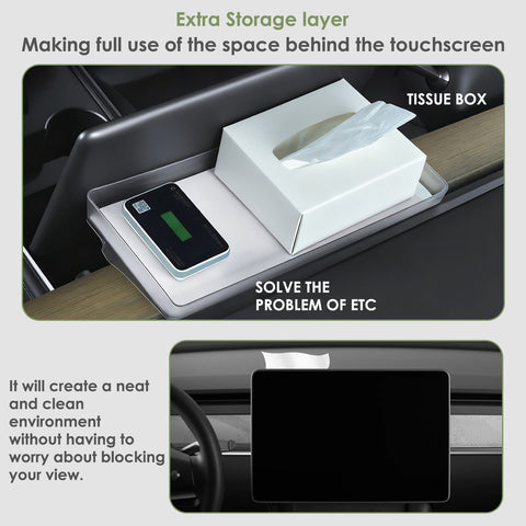 Center Console Organizer Dashboard Hidden Storage Tray Case for Tesla Model 3 Y