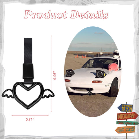 x xotic tech JDM Angel Wing Shaped Tsurikawa Subway Train Bus Handle Straps Drift Charm Rear Bumper Warning Loops Ring for Cars, SUV Interior Exterior Decoration