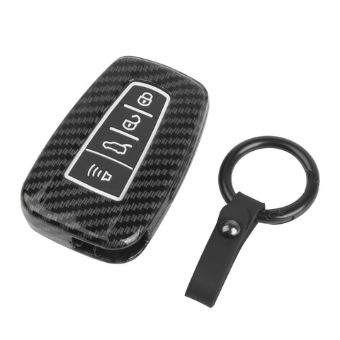 For RAV4 Camry Corolla Glossy Carbon Fiber Pattern Silicone Button Key Fob Skin