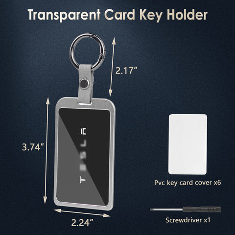 x xotic tech Transparent Card Key Holder, Card Protective Case Cover Comapatible with Tesla Model Y/3/S/X Cybertruck Accessories, Full Protection Key Fob Shell Key Chain(Aluminum Alloy)