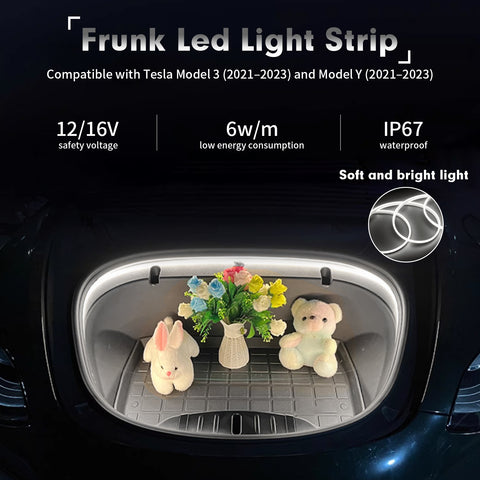 Front Trunk LED Strip Bar Ambient Lights for Tesla Model 3 / Y 2021-2023