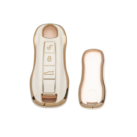 2Pcs White TPU Full Cover Key Fob Holder For Porsche 911 Carrera Taycan 2020-up