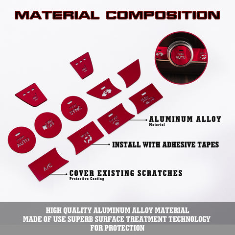 Red Aluminum Center Console Dashboard Switch Cover Trim For Honda Accord 2018-21