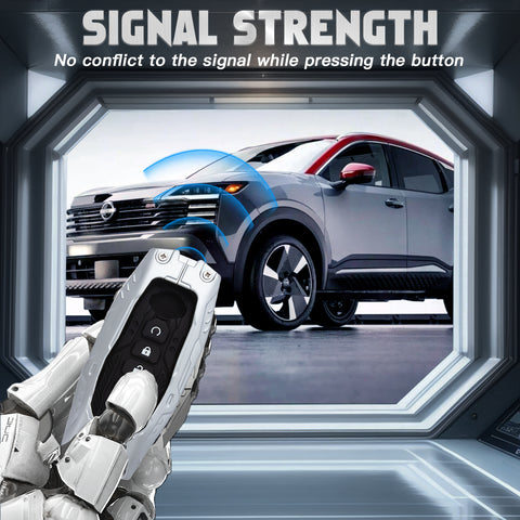 x xotic tech Mech Style Heavy Metal Key Fob Cover Compatible with Nissan Kicks Sentra Versa Rogue Pathfinder 2023 2024 2025, Zinc Alloy Key Case Protector Shell Keychain