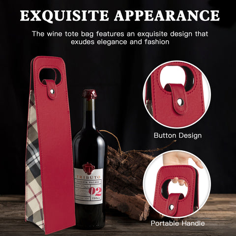 Portable Bottle Wine Gift Bag Champagne Beer Holder for Picnic Party, Christmas