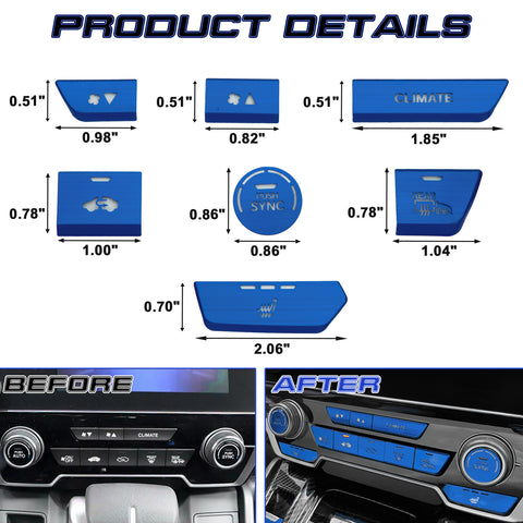 12Pcs Aluminum Center Dashboard Switch Cover Trim For Honda CR-V DX 2017-2022