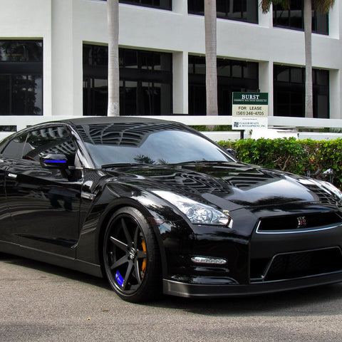 Auto Universal Fit Racing Style 4Pcs Front Hood Fender Double Hash Stripe Stickers + 6Pcs Reflective Wheels Rim Safety Warning Stickers+ 4Pcs Rearview Mirror Slash Mark Decals Set