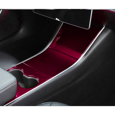 Carbon Fiber Pattern / Red ABS Chrome Plating / White ABS Chrome Plating Center Console Cup Holder Panel Trim for Tesla Model 3 2017-2020