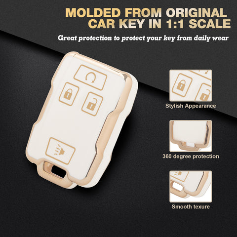 2X White TPU Full Cover Smart Key Fob Cover For Chevy Colorado Silverado Tahoe