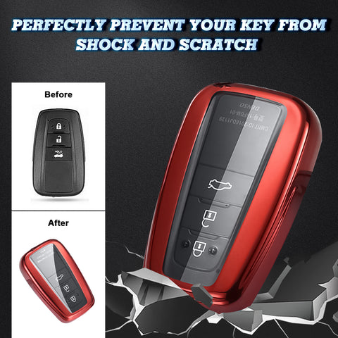 Blue / Black / Red / Rose Gold / Silver Full Protection Soft TPU Smart Key Fob Cover for Toyota Prius Prime GT 86 Camry Hybrid C-HR Corolla Hatchback RAV4 Avalon