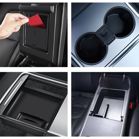 For Tesla Model 3 Y 2021-2023 Armrest Storage Cup holder Hidden Organizer Combo