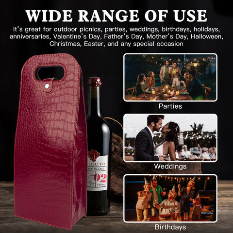 2-Bottle Leather Wine Tote Bag Protector Champagne Gift Bag with Handle For Gift