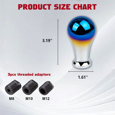 Universal Burnt Blue Alloy Round Ball Shape Car Gear Shift Knob Shifter Lever