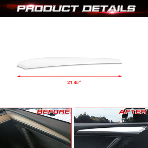 White Steering Wheel Paddle Shifter Door Panel Trim For Tesla Model 3 2021-2023 & Model Y 2020-up