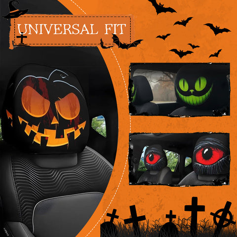 Auto Universal Fit Front Seat Halloween Scary Personalized Mask Head Rest Cover