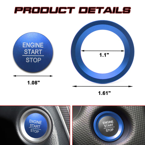 Blue Sporty Engine Start Push Button Switch Trim For Honda Civic Accord 10th Gen