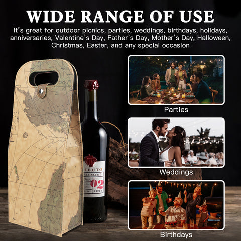 2-Bottle Leather Wine Tote Bag Protector Champagne Gift Bag with Handle For Gift