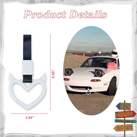 x xotic tech JDM Devil Shaped Tsurikawa Subway Train Bus Handle Straps Drift Charm Rear Bumper Warning Loops Ring for Cars, SUV Interior Exterior Decoration