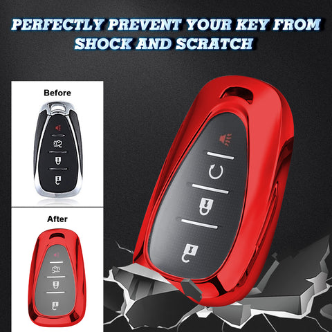 2pcs TPU Key Fob Shell Full Cover Case , Compatible with Chevrolet Camaro Malibu Impala Cruze Volt Bolt Equinox Tahoe Traverse - 3/4/5 Buttons Key