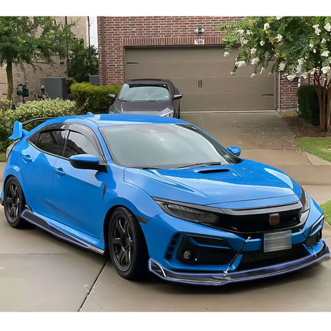 9Pcs Universal Fit Front Bumper Lip Chin Spoiler + Side Skirt Winglets Diffuser + Rear Bumper Canard Splitter Car Body Kits + Adjustable 8"-11" Support Rods