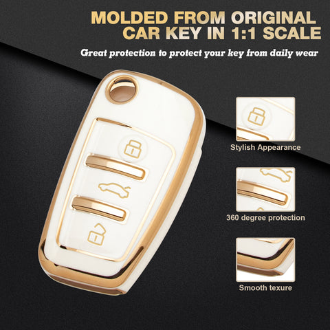 2X TPU Full Cover Flip Smart Key Fob Cover For Audi A1 A3 A4 A6 A8 Quattro