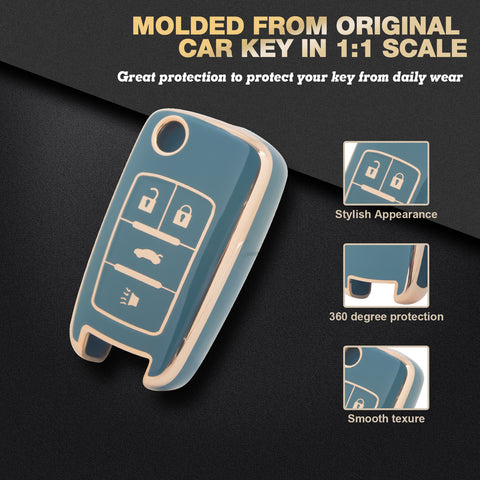 2X Flip Full Cover Remote Key Fob Cover For Chevrolet Camaro Cruze Equinox